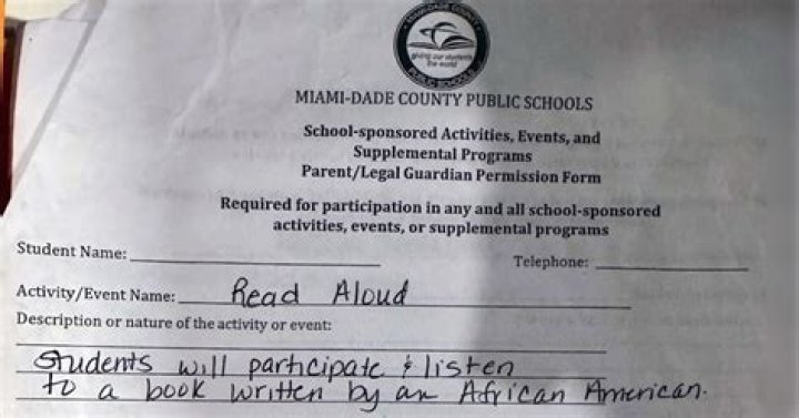 Florida permission slip for African American reading causes controversy